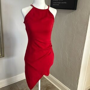 Pre-loved mini red dress from my closet. Worn often but still in good condition